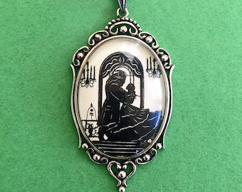 BEAUTY and the BEAST Necklace - pendant on chain - Silhouette Jewelry