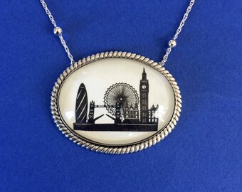 LONDON Silhouette Necklace, pendant on chain - Silhouette Jewelry