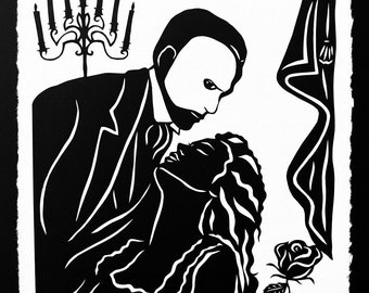 PHANTOM of the OPERA Papercut - Hand-Cut Silhouette