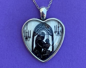BEAUTY and the BEAST Heart Necklace - pendant on chain - Silhouette Jewelry
