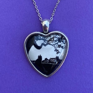 GONE WITH the WIND Heart Necklace - pendant on chain - Silhouette Jewelry