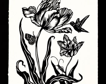 TULIP FEVER Papercut - Hand-Cut Silhouette