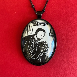 PHANTOM of the OPERA Silhouette Necklace, Pendant on Chain - Art Jewelry