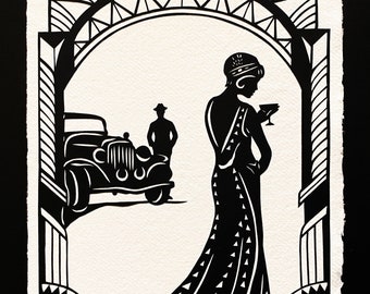The GREAT GATSBY Papercut - Hand-Cut Silhouette