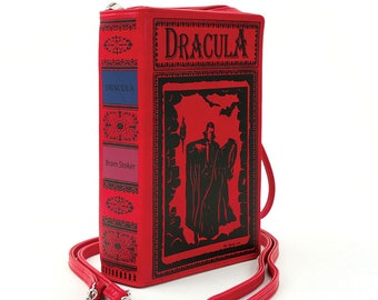 DRACULA Book Clutch Crossbody Handbag - Red