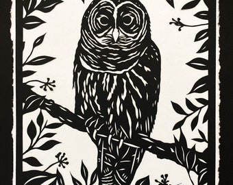 BARN OWL Papercut - Hand-Cut Silhouette