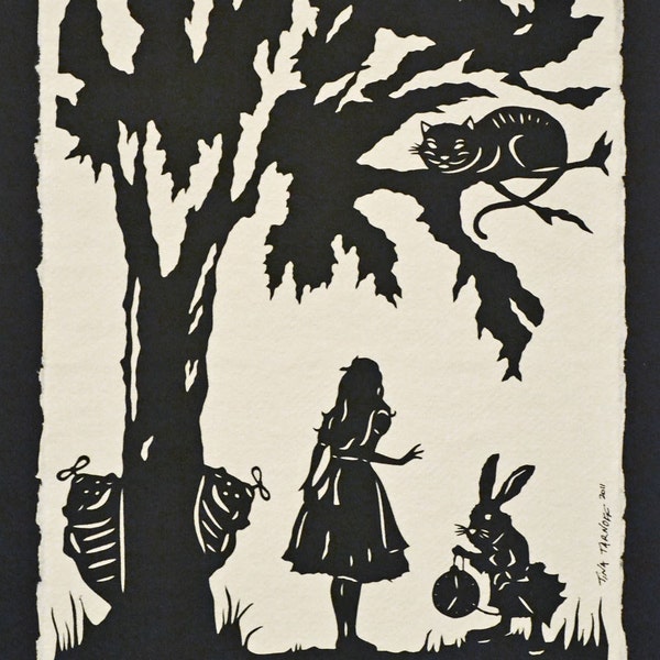 ALICE IN WONDERLAND Papercut  - Hand-Cut Silhouette