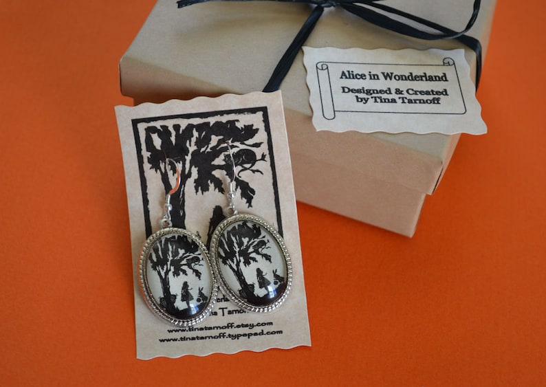 ALICE IN WONDERLAND Earrings Silhouette Jewelry image 3