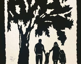 A DAY in the PARK Papercut - Hand-Cut Silhouette