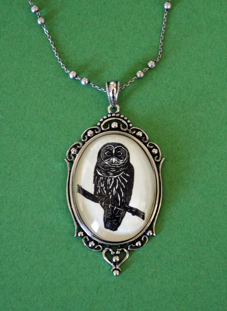 OWL Necklace, pendant on chain Silhouette Jewelry image 1