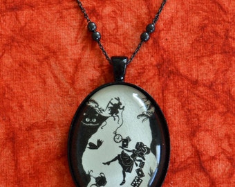 ALICE IN WONDERLAND Necklace - Down the Rabbit Hole, pendant on chain - Silhouette Jewelry