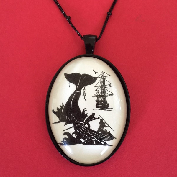 Moby Dick Necklace - pendant on chain - Silhouette Jewelry