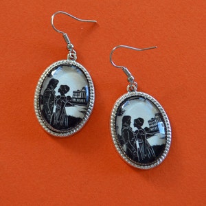 PRIDE AND PREJUDICE Earrings - Elizabeth and Darcy at Pemberley - Silhouette Jewelry