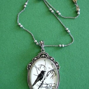 FOR the LOVE Of CROWS Necklace, pendant on chain Silhouette Jewelry image 2