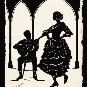 Hand-Cut Papercut Art - Flamenco Dancer Silhouette - A NIGHT in SEVILLE
