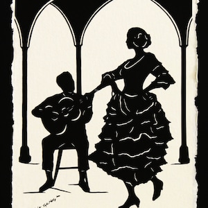 Hand-Cut Papercut Art Flamenco Dancer Silhouette A NIGHT in SEVILLE image 1