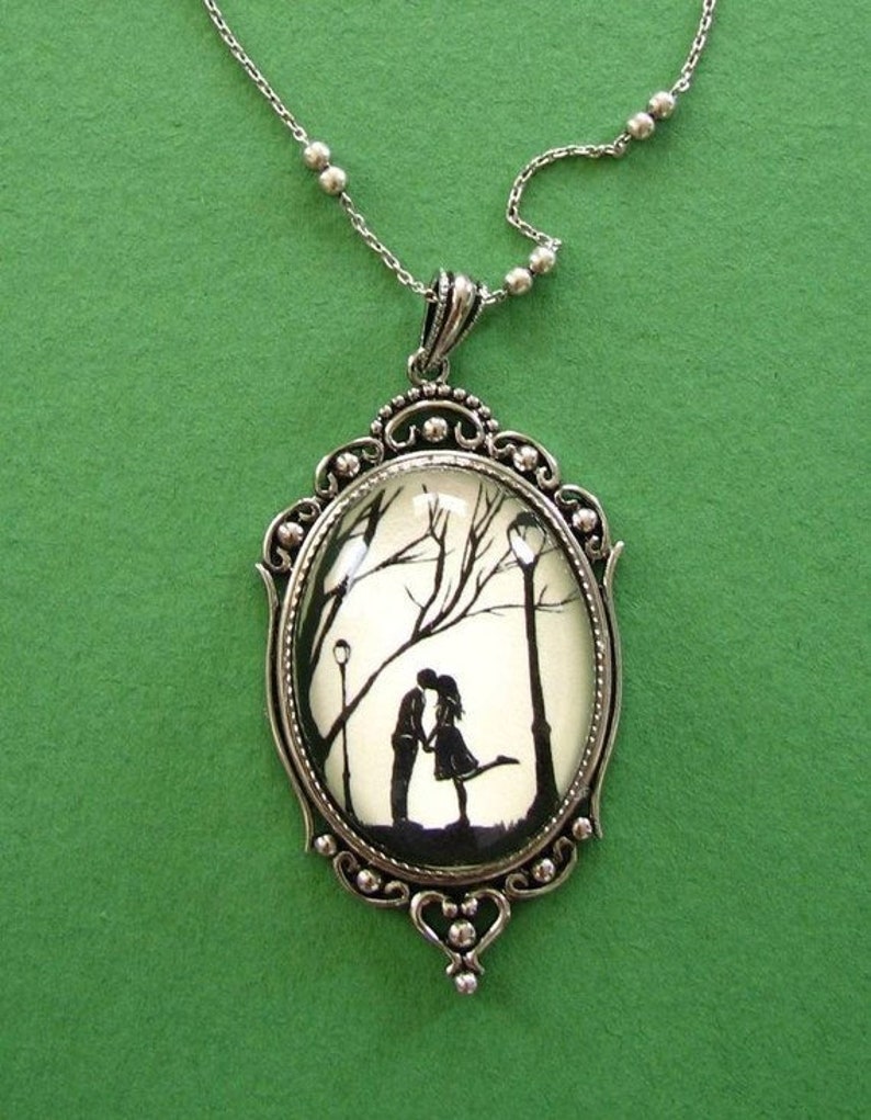 AUTUMN KISS Necklace pendant on chain Silhouette Jewelry image 1