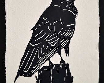 RAVEN Papercut - Hand-Cut Silhouette