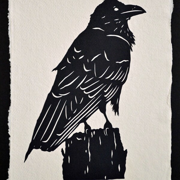 RAVEN Papercut - Hand-Cut Silhouette