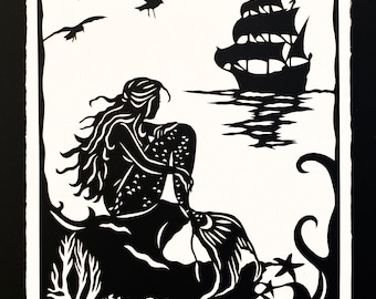 The LITTLE MERMAID - Hand-Cut Silhouette Papercut