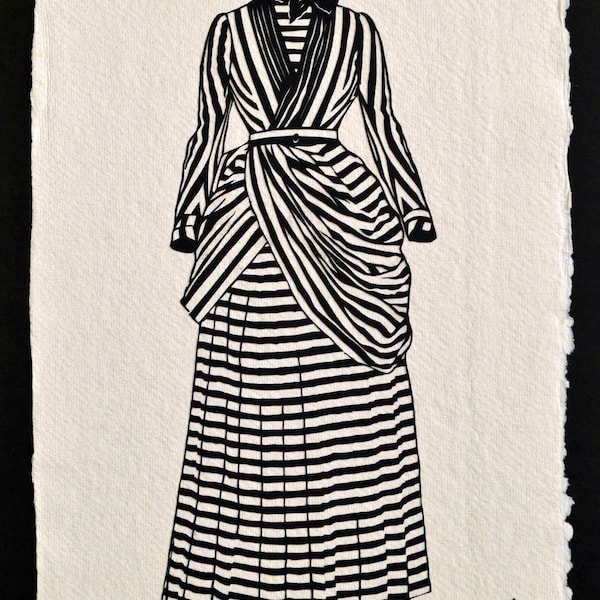 VICTORIAN DRESS Papercut - Hand-Cut Silhouette