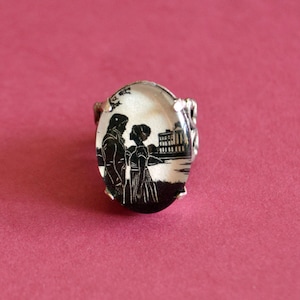 PRIDE AND PREJUDICE Ring - Elizabeth and Darcy at Pemberley - Silhouette Jewelry