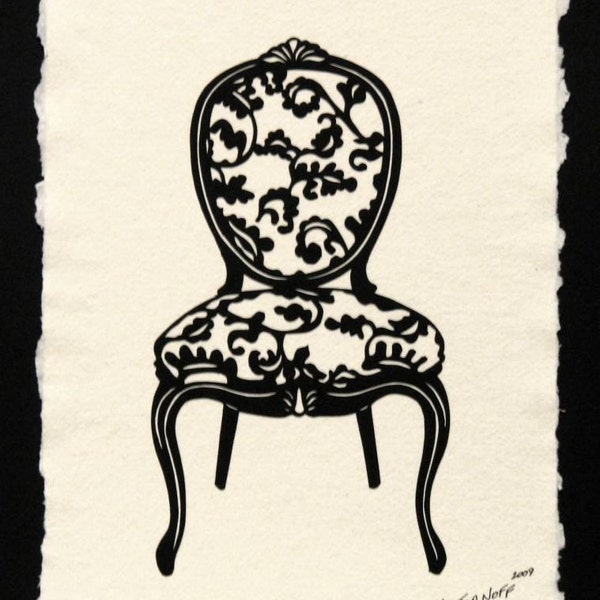 Papercut de chaise LOUIS XV - Silhouette de coupé à la main