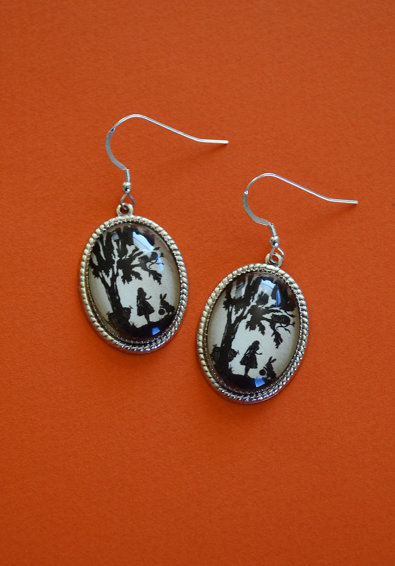 ALICE IN WONDERLAND Earrings Silhouette Jewelry image 1