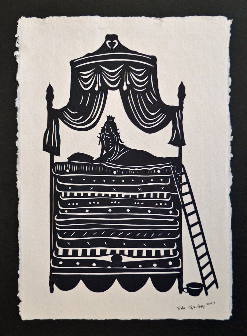 The PRINCESS and the PEA Papercut Hand-Cut Silhouette image 1