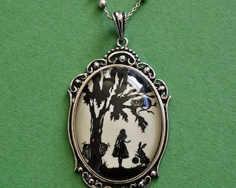 ALICE IN WONDERLAND Necklace - pendant on chain - Silhouette Jewelry