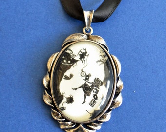 Alice in Wonderland - Down the Rabbit Hole Choker Necklace - pendant on ribbon