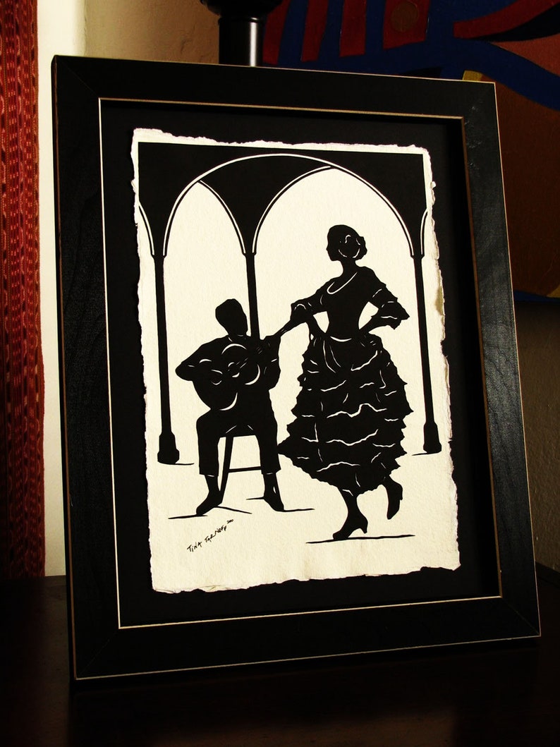 Hand-Cut Papercut Art Flamenco Dancer Silhouette A NIGHT in SEVILLE image 2