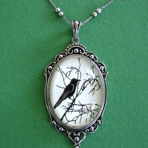 FOR the LOVE Of CROWS Necklace, pendant on chain Silhouette Jewelry image 1