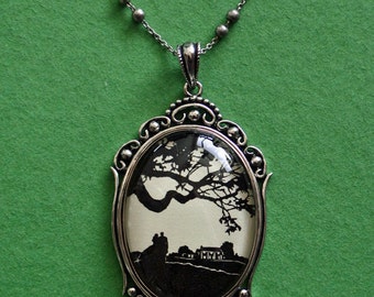 GONE WITH the WIND Necklace - pendant on chain - Silhouette Jewelry