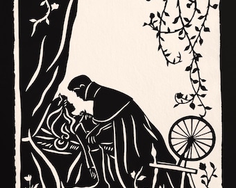 SLEEPING BEAUTY Papercut - Hand-Cut Silhouette