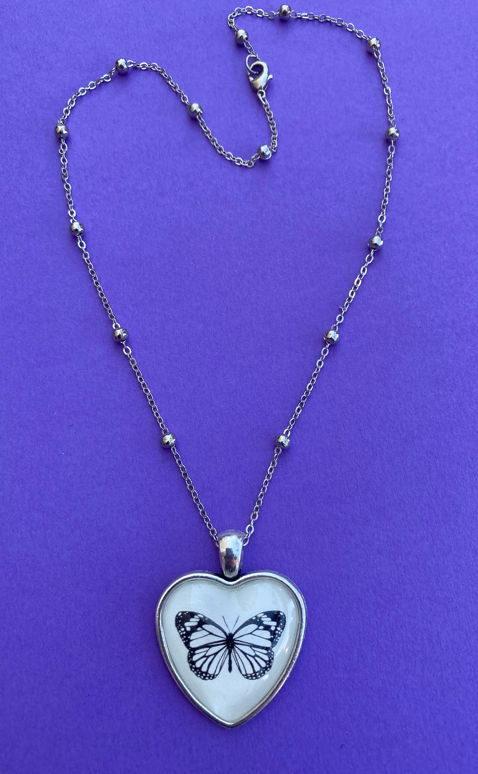 BUTTERFLY Heart Necklace Pendant on 