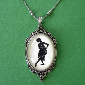 Silhouette Necklace, Pendant on Chain - ISADORA DUNCAN - Modern Dance Silhouette Jewelry