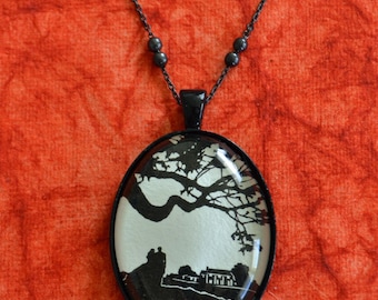 GONE WITH the WIND Necklace - pendant on chain - Silhouette Jewelry