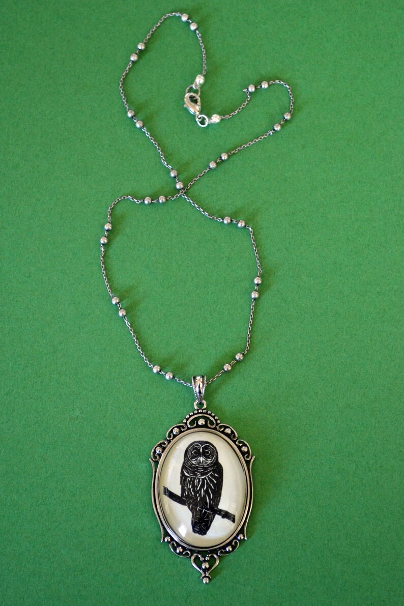 OWL Necklace, pendant on chain Silhouette Jewelry image 2
