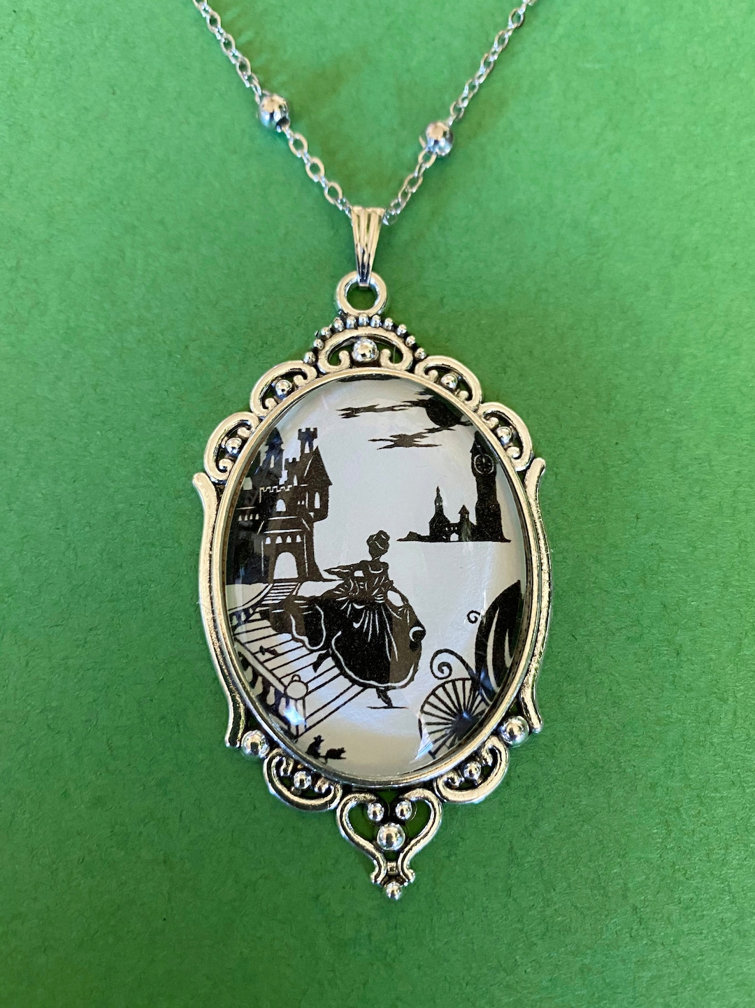 CINDERELLA Necklace - Pendant on Chain - Silhouette Jewelry - Etsy
