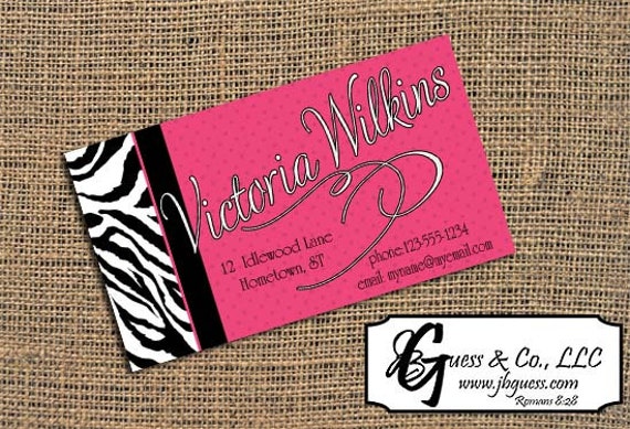 Items similar to Personalized Printable Calling Card Business Card Pink ...