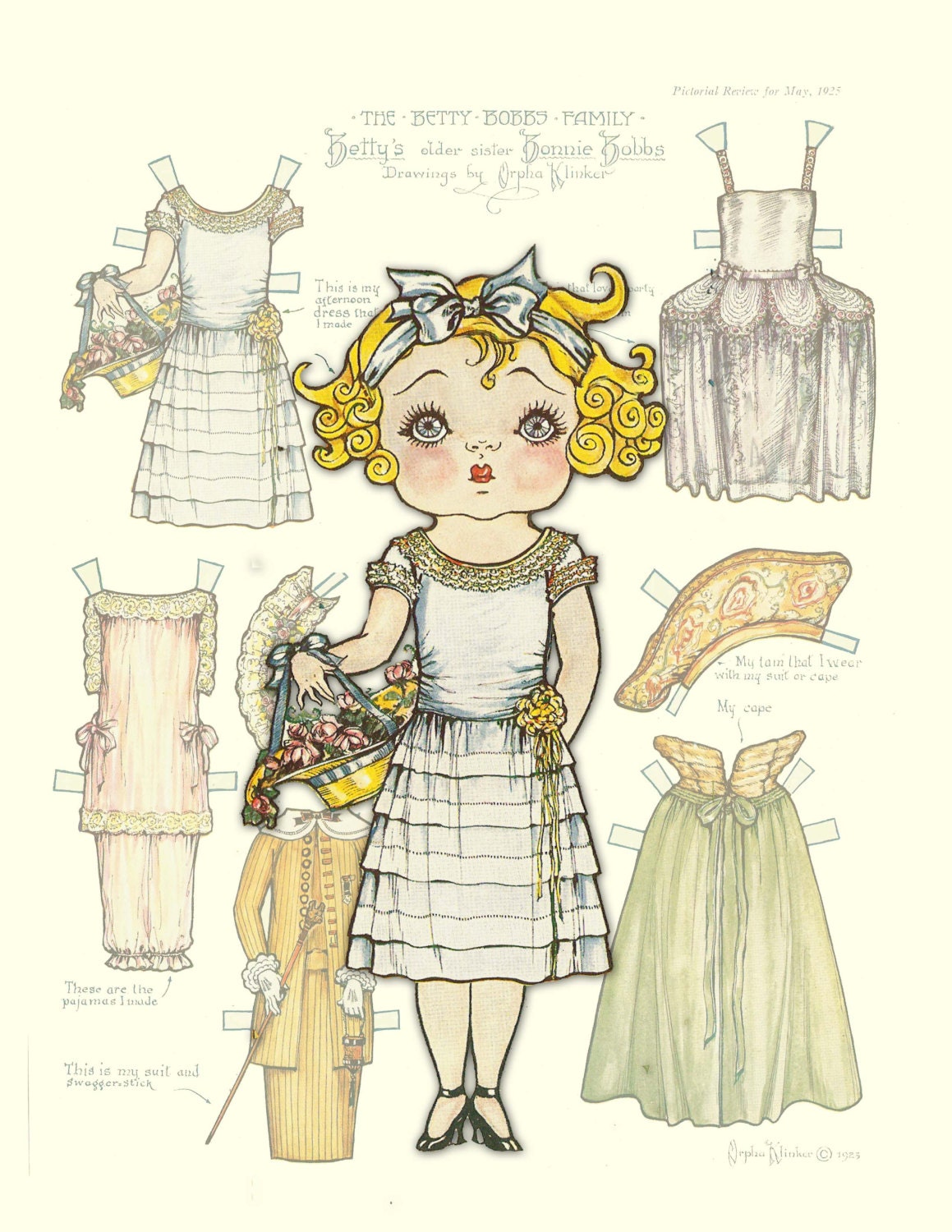Printable Vintage Paper Doll Betty Bobbs sister Bonnie Bobbs | Etsy