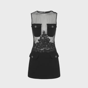 Fall 1996 Istante by Versace Documented Black Sheer Lace Shift Dress
