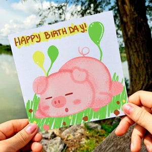 Carte de voeux joyeux anniversaire cochon, carte animal drôle pour tout le monde, carte d'anniversaire pour maman carte d'anniversaire cochon drôle, cartes postales animaux
