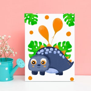 Tarjeta de cumpleaños con estegosaurio, tarjeta de invitación para fiesta con estegosaurio, divertida para niños, paquete de 12 tarjetas de cumpleaños con dinosaurios
