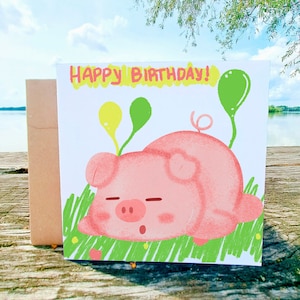 Carte d'anniversaire personnalisée petit cochon, carte d'anniversaire drôle pour lui, elle, carte de voeux de cochon, cartes postales d'anniversaire de cochon, cartes de porcs