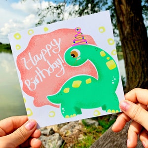 Personalisierte Jungen Dinosaurier Geburtstagskarte, handgemachte erste Geburtstagskarte, 2., 3., 4