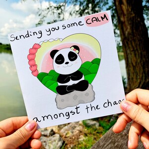 Carte de voeux panda, carte de voeux yoga et méditation, cartes d'encouragement panda mignon, envoi de carte d'amour