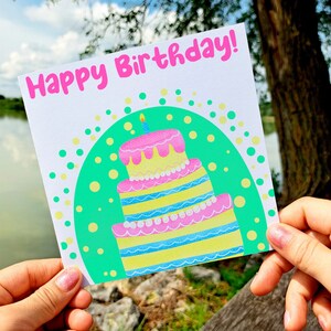 Carte de gâteau de joyeux anniversaire, carte de voeux d'anniversaire pour petite amie, soeur