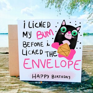 Carte d'anniversaire imprimée, anniversaire drôle de chat pour ami, maman, papa, cartes de voeux avec enveloppe, cartes postales de Kitty